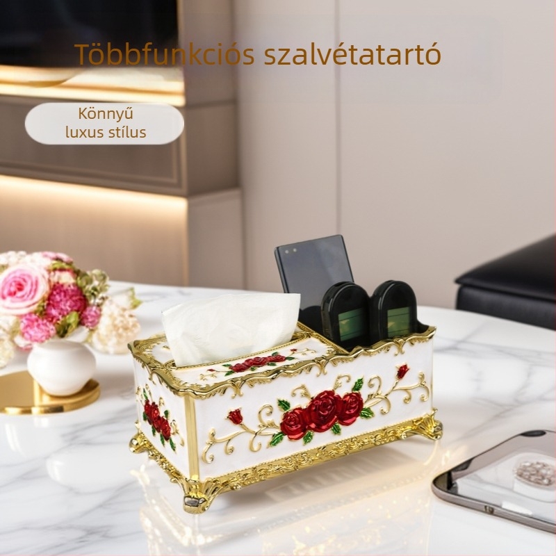 Többfunkciós papírzsebkendő-doboz nappalira – könnyű luxus asztali tartó távirányítóval