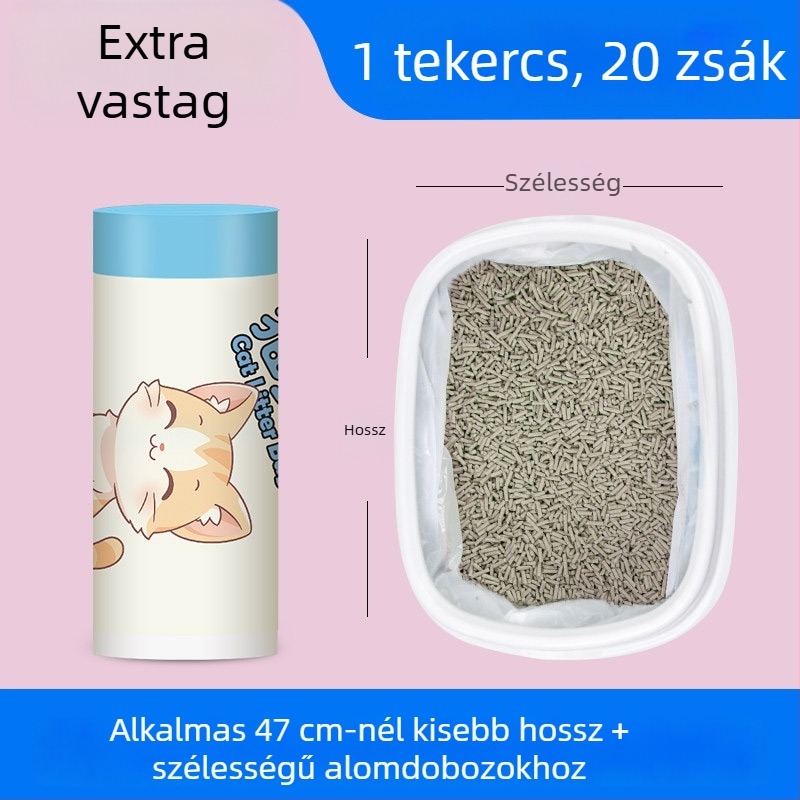 Vastagított macskaalom zacskók húzózsinóros automatikus záródással, műanyag tisztítózacskók macskaalmokhoz