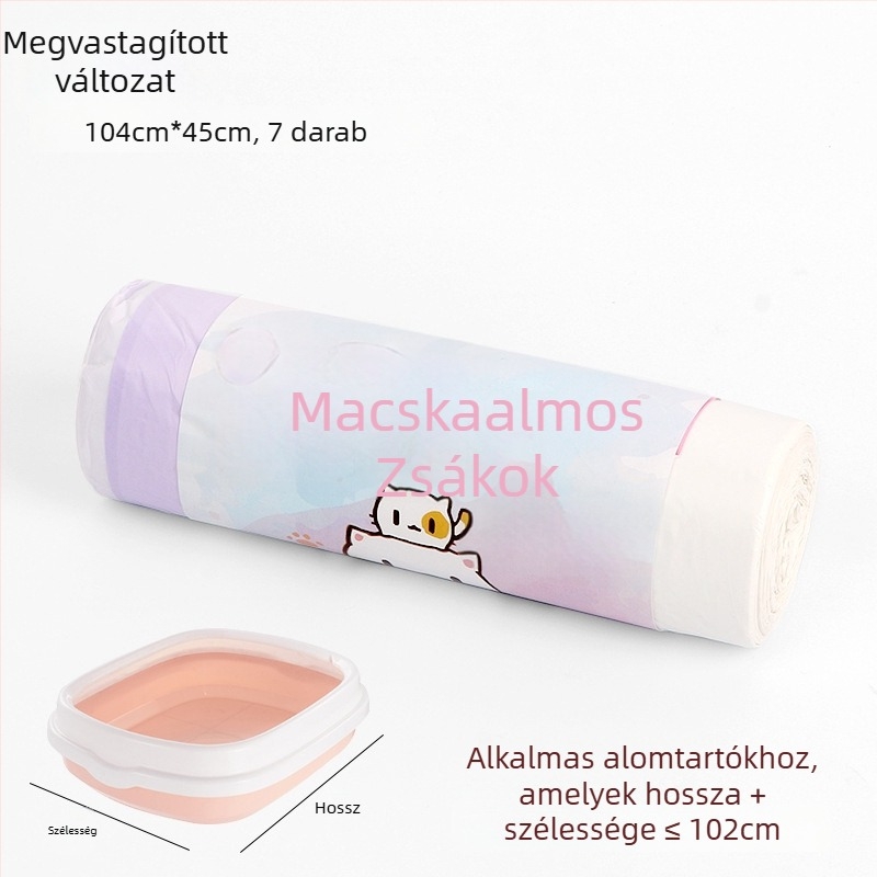 Vastagított macskaalom zacskók húzózsinóros automatikus záródással, műanyag tisztítózacskók macskaalmokhoz