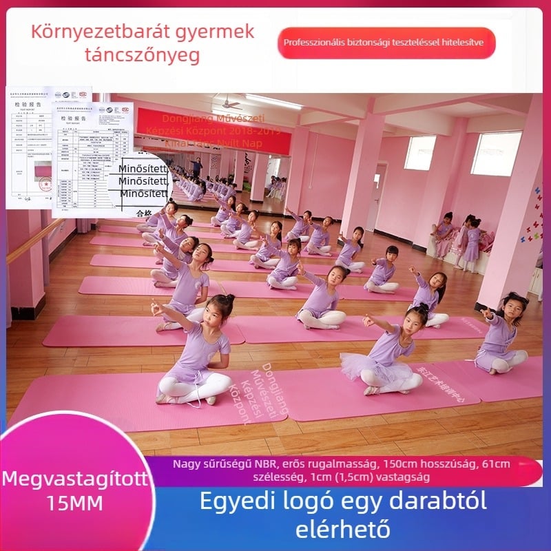Gyerekeknek készült csúszásmentes jóga matrac 150 × 60 × 1 cm, logó nyomtatással