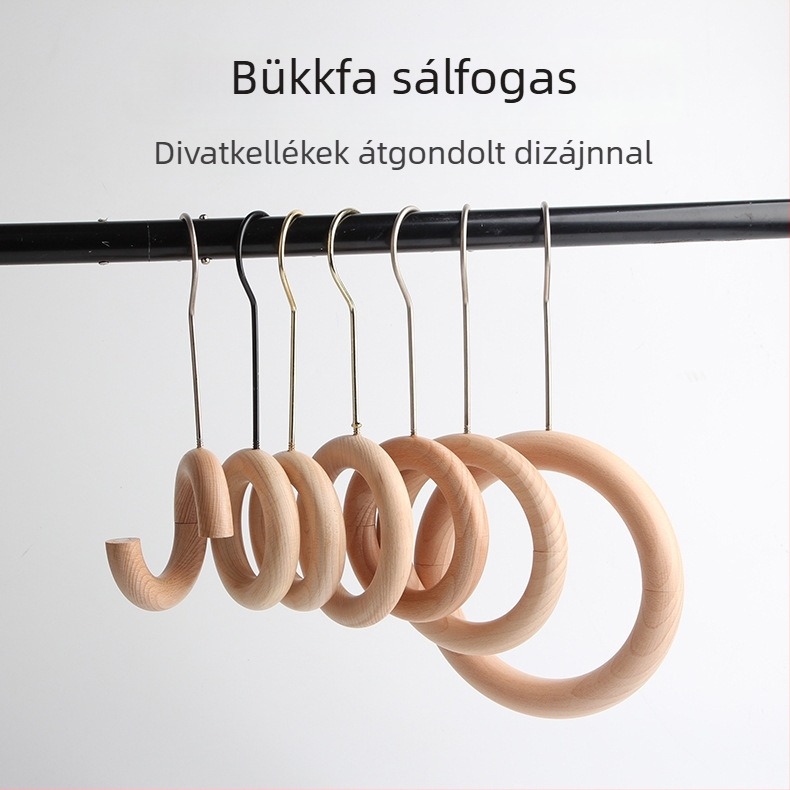 Fából készült sál- és kendő tároló állvány kijelző gyűrűvel