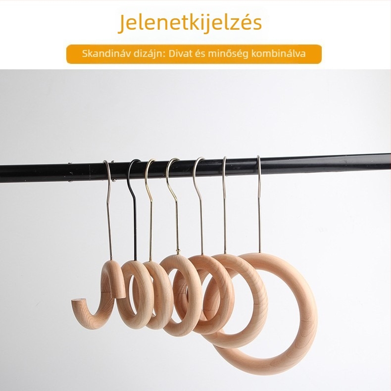 Fából készült sál- és kendő tároló állvány kijelző gyűrűvel