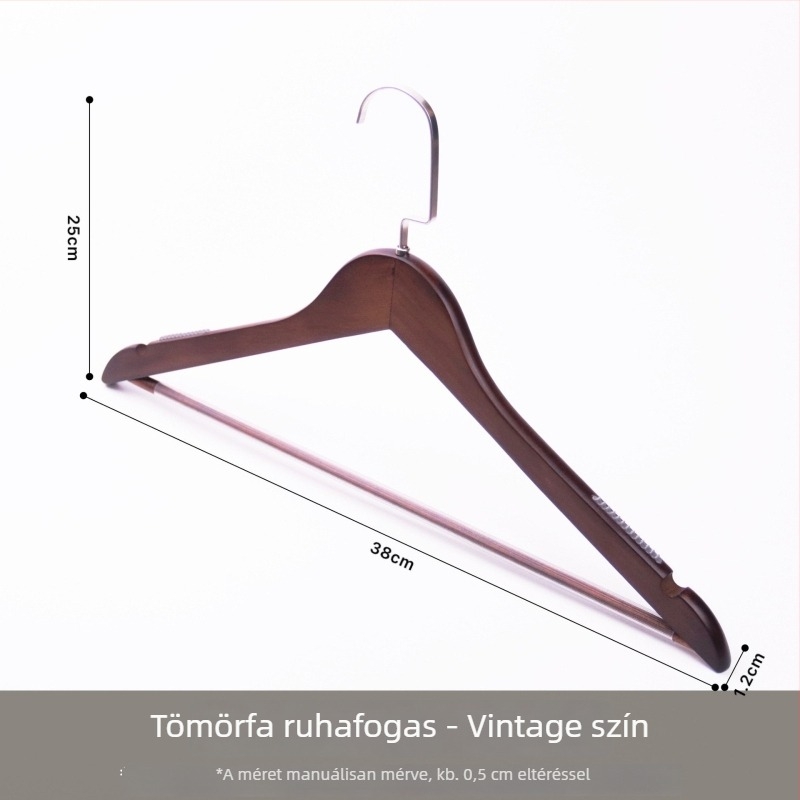 Velúr bevonatú tömörfa ruhakasztók, csúszásmentesek, nyom nélkül, szállodák, ruházati üzletek és otthoni használatra, speciális ruhakasztók