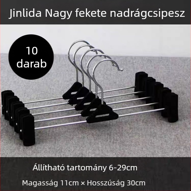 Műanyag nadrágclipos ruhatartó, nyommentes kialakítás