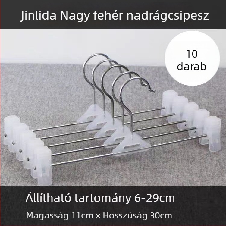 Műanyag nadrágclipos ruhatartó, nyommentes kialakítás
