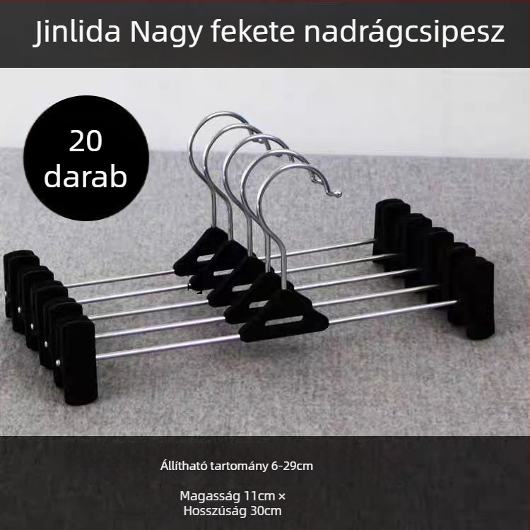 Műanyag nadrágclipos ruhatartó, nyommentes kialakítás