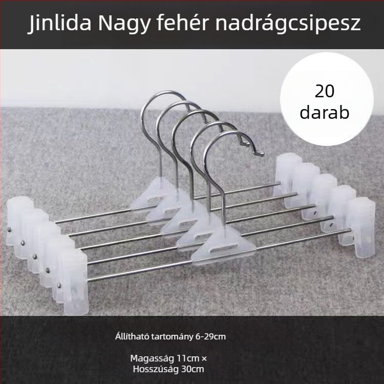 Műanyag nadrágclipos ruhatartó, nyommentes kialakítás