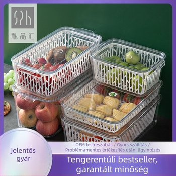 Átlátszó műanyag hűtőszekrény-tároló fedővel – tojás tartó és gyümölcs- és zöldség rendező