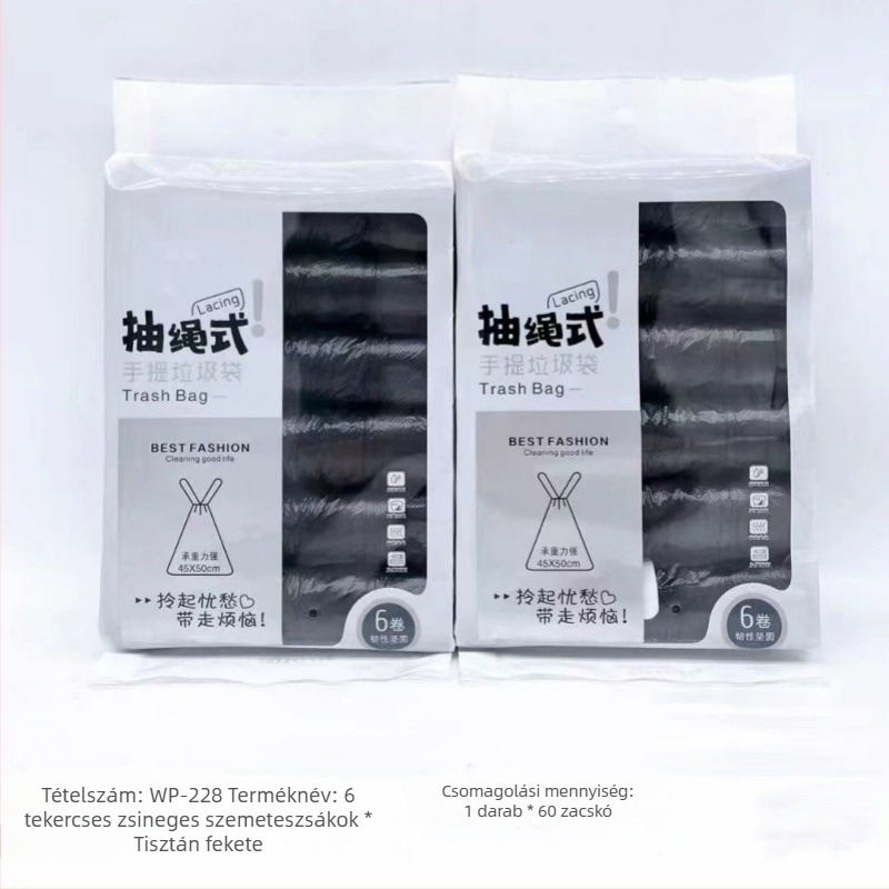 Egyszer használatos PP műanyag szemeteszsákok háztartási felhasználásra, konyha, sík szájú, 60–200 darab dobozban