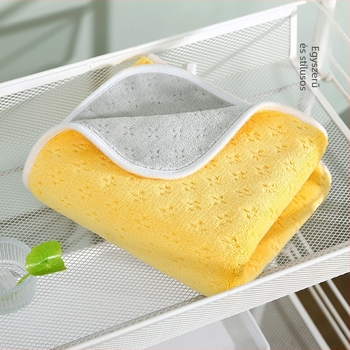 Két színű korall fleece kéztörlő, nedvszívó, szálmentes arc törölköző, 75×35 cm, 120–140 g