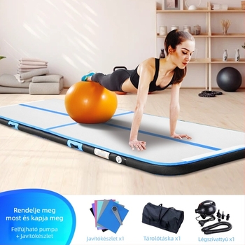 Felfújható gimnasztikai matrac jóga, taekwondo és ugrásokhoz, védő párna és texturált levegőpárna