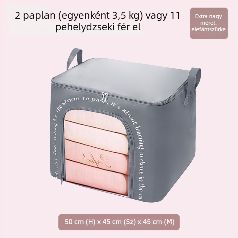Nagy kapacitású szezonális ruhák tároló táska, paplanok és pehelykabátok számára – por és nedvesség elleni védelem.