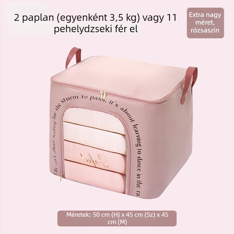 Nagy kapacitású szezonális ruhák tároló táska, paplanok és pehelykabátok számára – por és nedvesség elleni védelem.