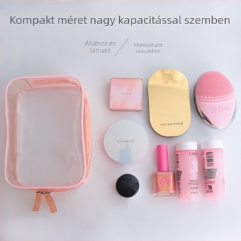 PVC kozmetikai táska, átlátszó, hordozható utazási rendező, száraz–nedves elválasztás