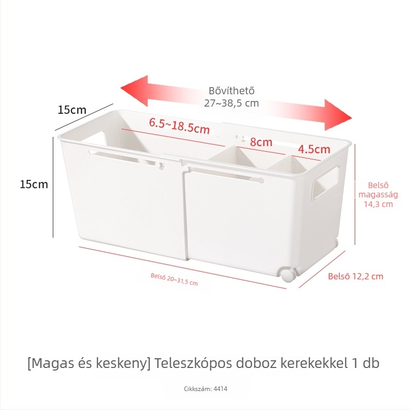 Kinyújtható fehérnemű tároló doboz rekeszekkel – 3 az 1-ben fiók rendező
