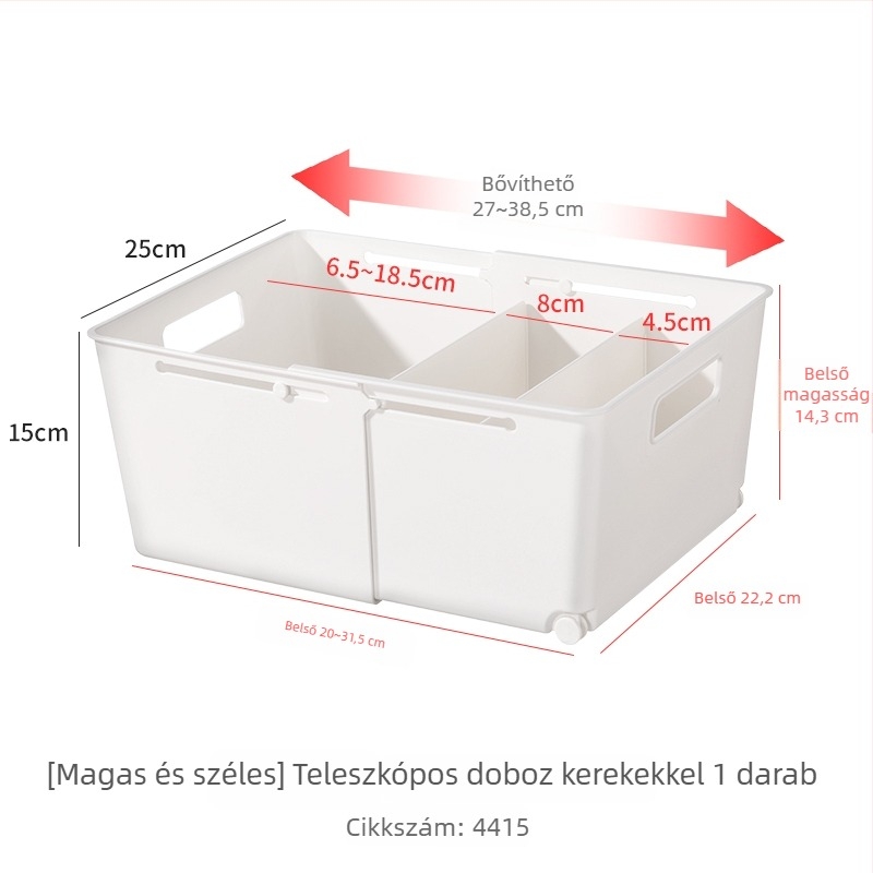 Kinyújtható fehérnemű tároló doboz rekeszekkel – 3 az 1-ben fiók rendező