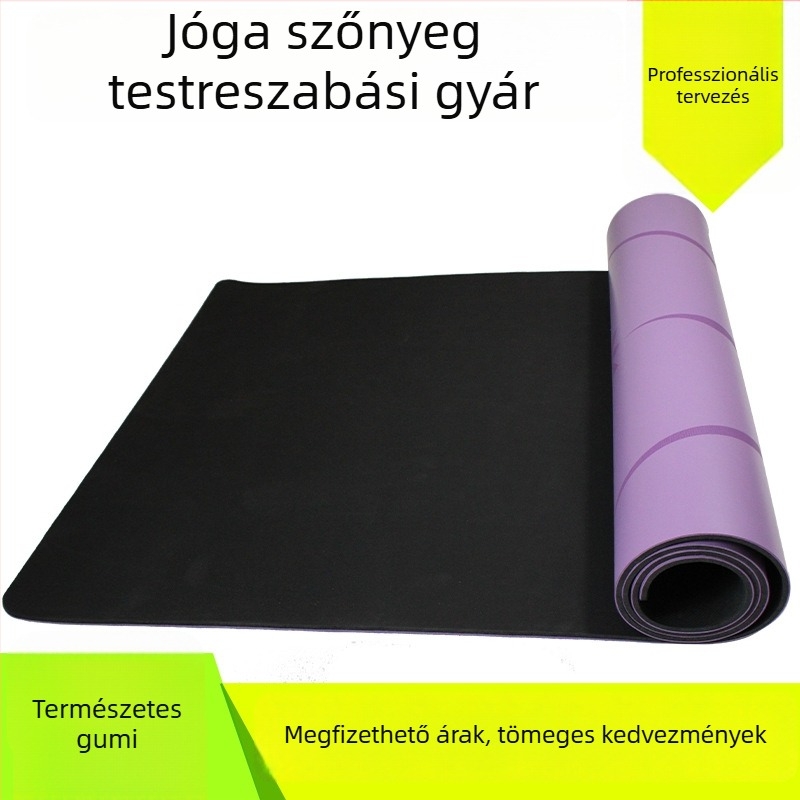 4 mm PU természetes kaučuk jóga matrac, igazítási vonalakkal, környezetbarát, testre szabható / privát címke