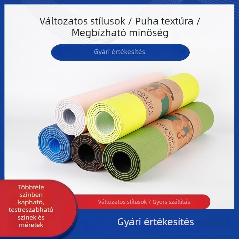 Jógamatrac 10 mm vastag, kétszínű, otthoni és kültéri edzésekhez, ütéscsillapító és csendes ugrókötél alátét