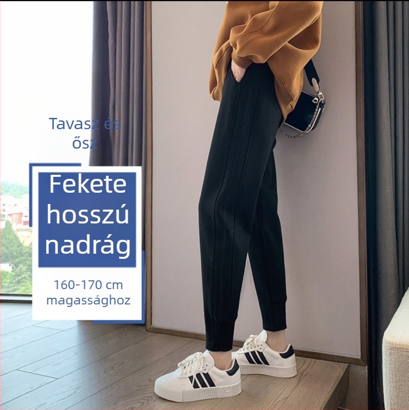 95% pamut női sportnadrág, magas derekú, harém stílusú, cropped hossz, könnyű, Tavasz 2026