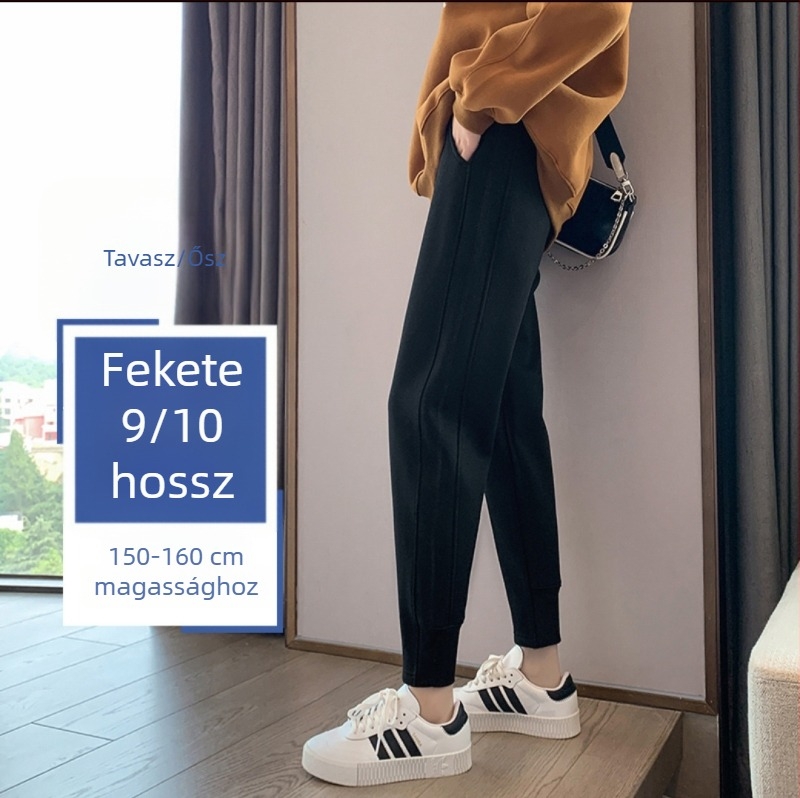 95% pamut női sportnadrág, magas derekú, harém stílusú, cropped hossz, könnyű, Tavasz 2026