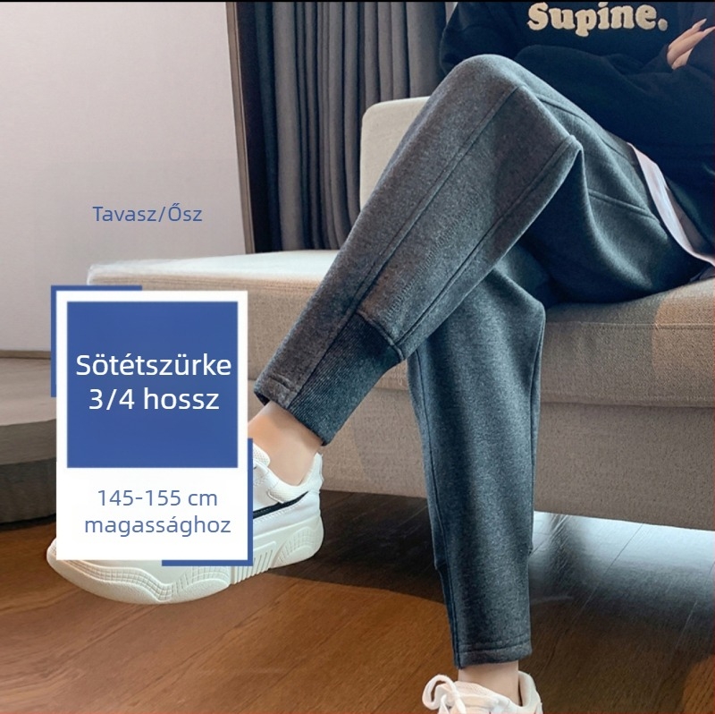 95% pamut női sportnadrág, magas derekú, harém stílusú, cropped hossz, könnyű, Tavasz 2026