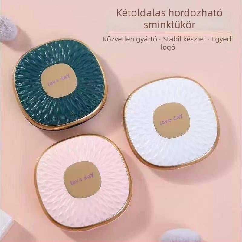 Kétoldalas összecsukható sminktükör, üvegfelülettel, könnyű luxus, retro stílus, otthoni használatra és diákszállásokra
