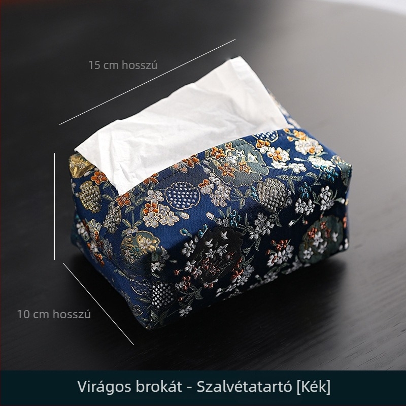 Kínai stílusú brokát szövetből készült papírzsebkendő-doboz fedél, nappali dekorációhoz és teaceremóniához