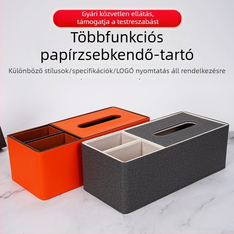 Személyre szabott többfunkciós bőr papírzsebkendő tartó távirányító rekesz, otthon és szálloda számára