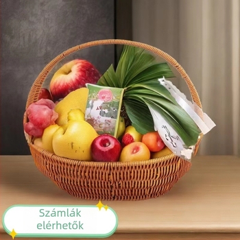 Mesterséges rattan gyümölcskosár – ajándék és dekoráció, hordozható kék piknik kosár, zöldségek és tojások kosara, tánc rekvizit.