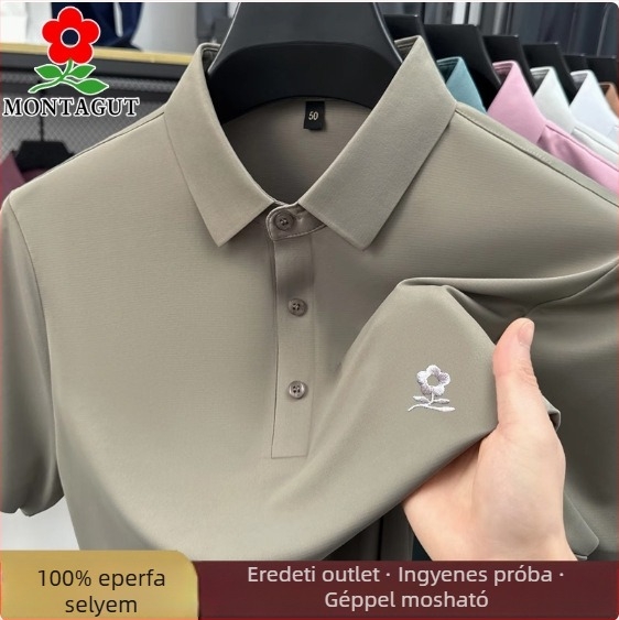 Férfiaknak készült 100% mulberry selyem rövid ujjú polo, vékony Ice Silk anyag, nagy méret
