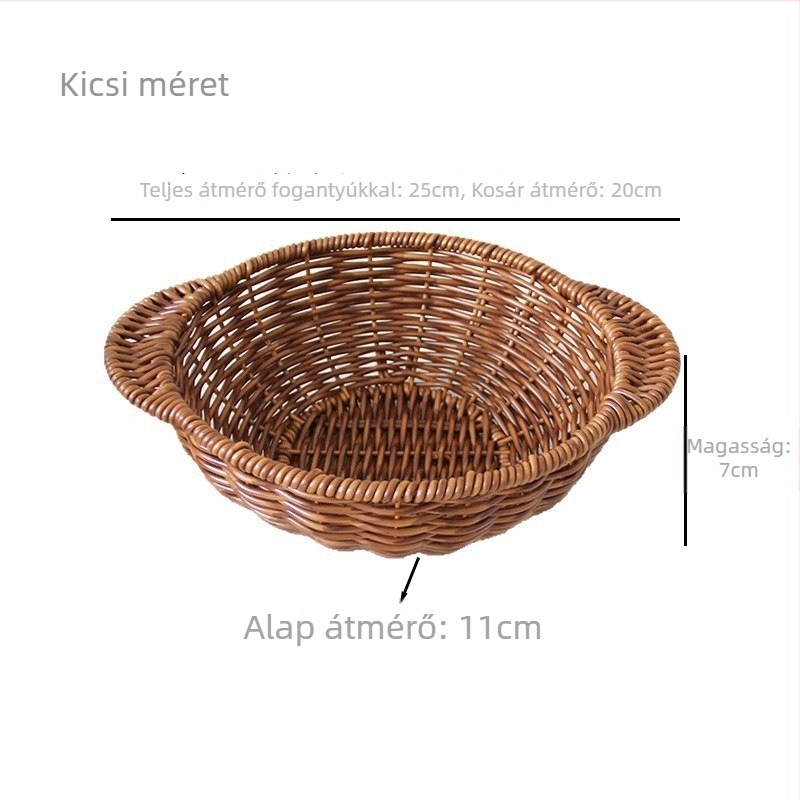Rattan utánzatú, szövött gyümölcskosár, nassolnivaló tál és tároló kosár otthoni felhasználásra