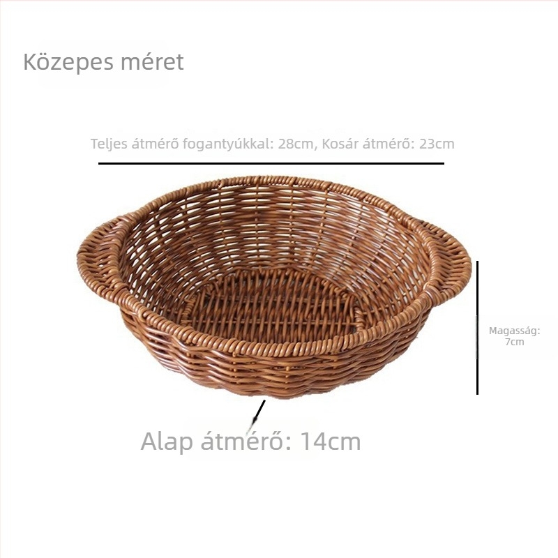 Rattan utánzatú, szövött gyümölcskosár, nassolnivaló tál és tároló kosár otthoni felhasználásra