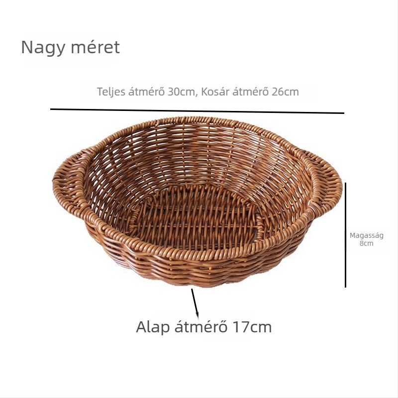 Rattan utánzatú, szövött gyümölcskosár, nassolnivaló tál és tároló kosár otthoni felhasználásra