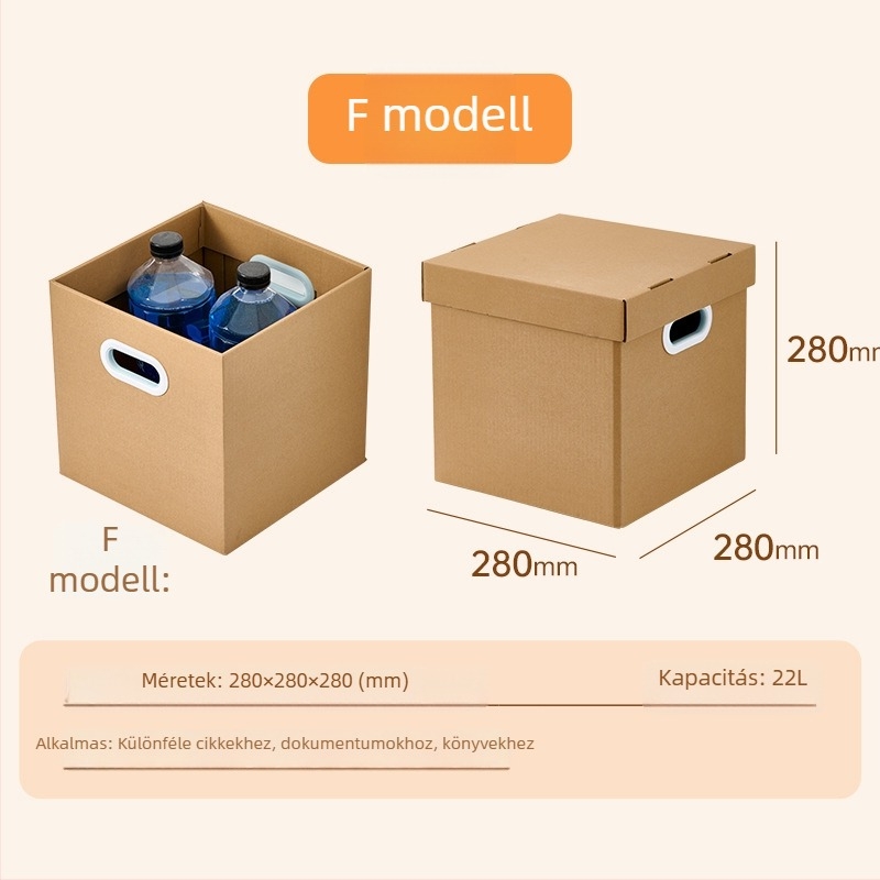 Kraftpapír tároló doboz, nagy kapacitású, fedéllel, ruhákhoz, játékokhoz és egyéb dolgokhoz