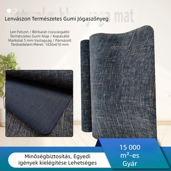 Személyre szabott len- és természetes kaučuk jóga matrac beltéri edzéshez, uniszex, foltálló, vastag