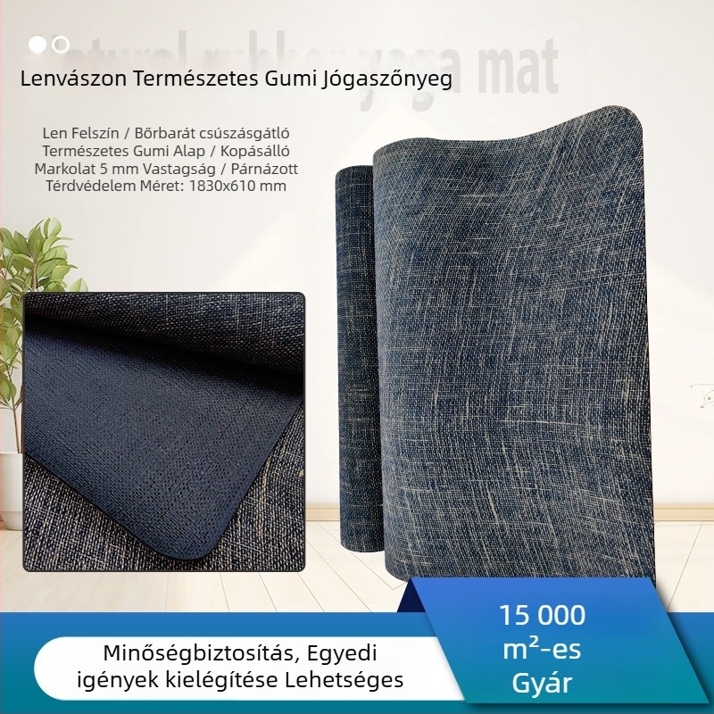 Személyre szabott len- és természetes kaučuk jóga matrac beltéri edzéshez, uniszex, foltálló, vastag