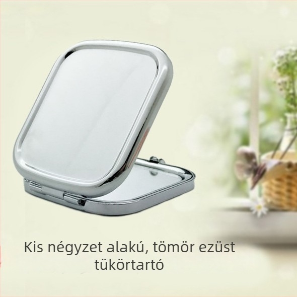 Kerek és négyszögletes, magas minőségű dupla oldalú összecsukható fém sminktükör, alkalmassal alumínium lencsével, DIY Songjin brokát alap, kompakt tükör