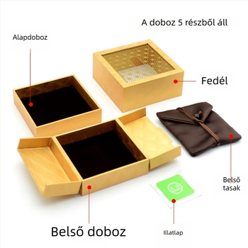 Dupla nyitású örökség-vintage üreges ékszerdoboz arany színben, karpántokhoz
