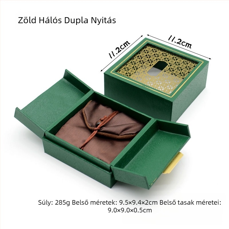 Dupla nyitású örökség-vintage üreges ékszerdoboz arany színben, karpántokhoz
