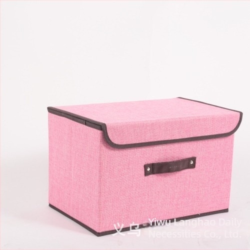 Fedéllel ellátott lenvászon tároló doboz, egyszerű, modern dizájn otthonra és diákszobába; kapacitás 5-10 L; méretek 38x24x24 cm és 26x20x16 cm