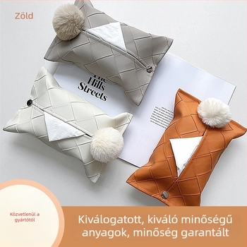 Szövött textúrájú bőr szalvétatartó – retro sík dizájn otthonra, utazáshoz, íróasztalra és az autóba