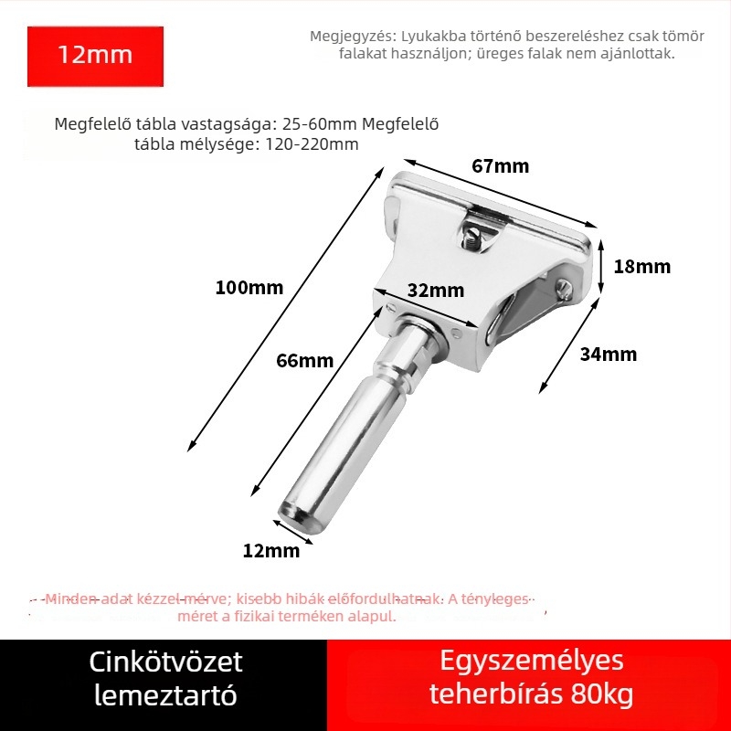 Nagy teherbírású cinkötvözet rejtett lemez tartó, T-alakú mozgatható polctartó, láthatatlan hengertartó