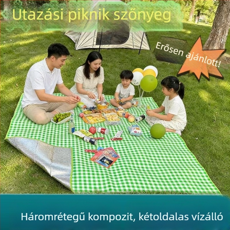 Erősített alumínium-fóliás kemping matrac, kültéri használat, csúszásmentes, nedvességálló, 150 × 200 cm