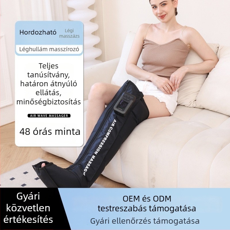 Vezeték nélküli elektromos láb- és talpmasszírozó légnyomásos terápiával, multifunkcionális készülék lábakhoz