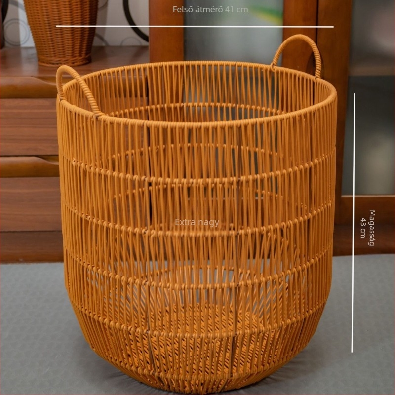Kézzel készített, vízálló rattanhatású mosókosár hálószoba és fürdőszoba számára, japán stílusban