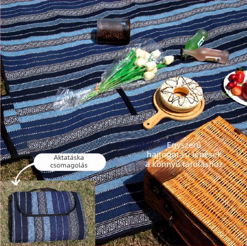Vastag nedvességálló kültéri piknik matrac, hordozható vízálló kemping takaró etnikus mintával