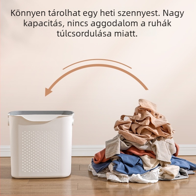 Szennyes kosár fogantyúval, nagy kapacitású ruhatartó, fürdőszobába