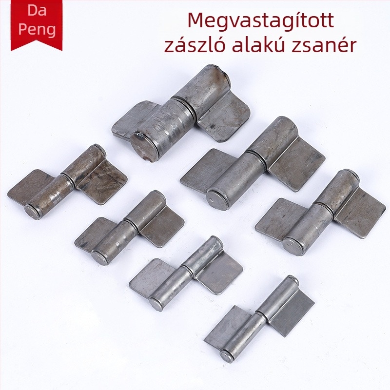 Vasból készült zászló alakú ajtózsanér, nehéz kivitel, hegesztett, excentrikus középtengellyel, leválasztható