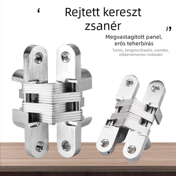 Rejtett keresztpánt összecsukható faajtókhoz, kefés felületű rozsdamentes acél/cinkötvözet