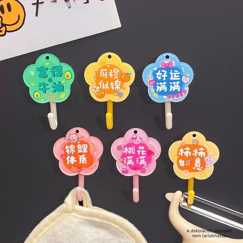 Fúrás nélküli mágneses akasztó ajtóhoz — erős mágnes, kulcstartó a hűtőhöz, aranyos rajzfilm dizájn, nyom nélkül rögzítés